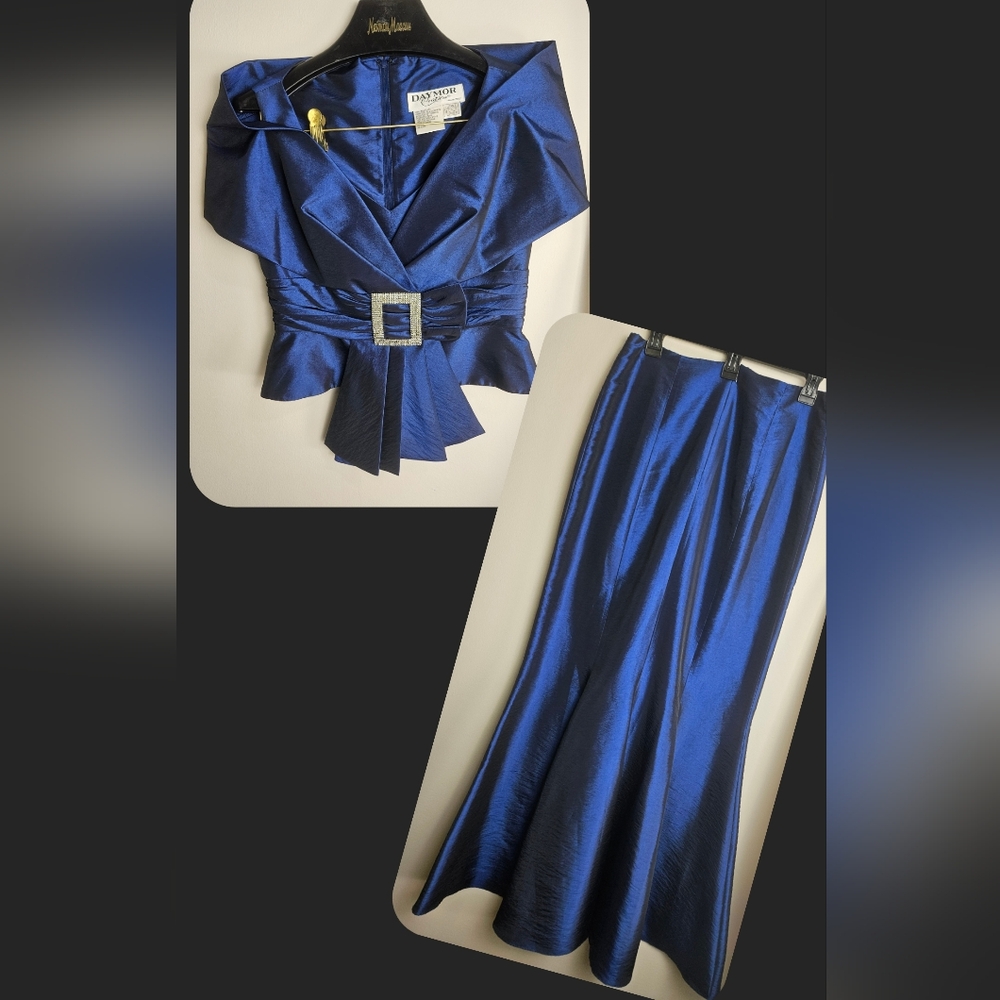 Daymor Couture Size 6 Colbalt Blue‎ Formal Top And Skirt